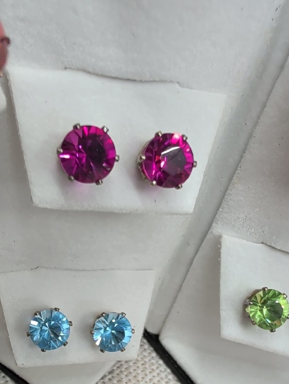 Vintage Swarovski Crystallized 6 Pair Multicolor Crystal Stud Earring Set - Picture 10 of 17